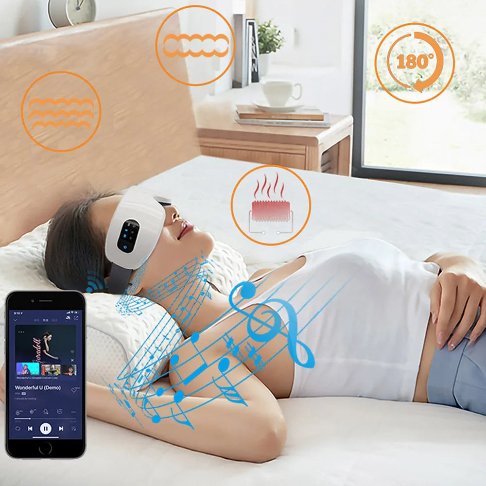 Smart  Electric Eye Massager Air Pressure Hot Compress Massage Glasses Foldable Bluetooth Music Eyes Massage USB Rechargeable