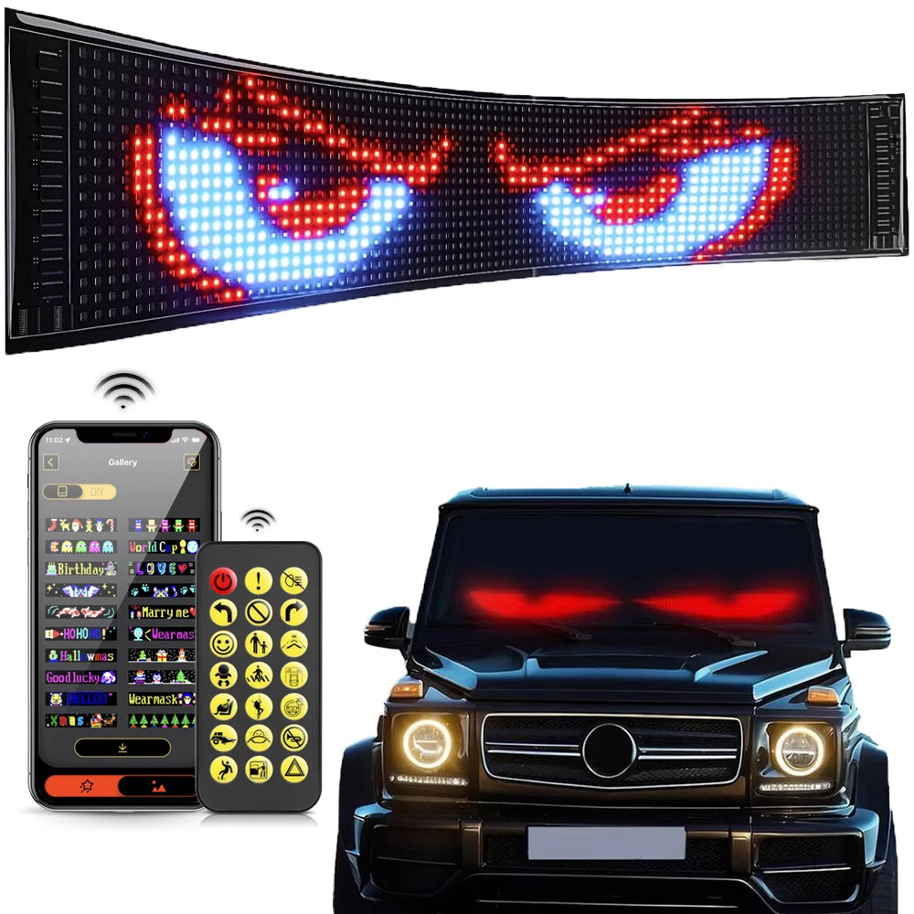LED Matrix Pixel Panel Smart LED Display Screen Flexible RGB Car Graffiti Scrolling Text Animation Shop Reminder Light Bluetooth