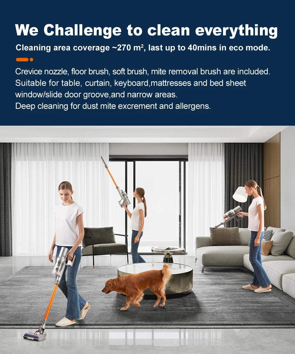Cordless Handheld Vacuum Cleaner,27000PA,Touch Screen,Smart Dust Sensor,Auto Speed Control for Home Bed Carpet Clean