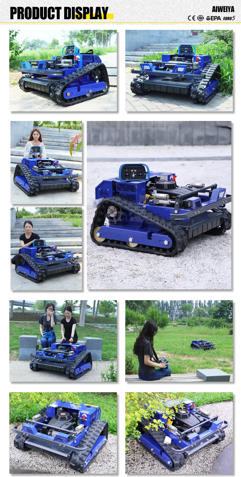 Customized remote-controlled self-propelled hillside lawn mower, robot lawn mower mountain weed removal flail-type lawn mower