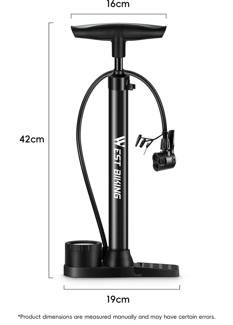 WEST BIKING Bicycle Floor Pump With Electronic Gauge 150PSI High Pressure Bike Air Pump Schrader Presta Road MTB Tire Inflator