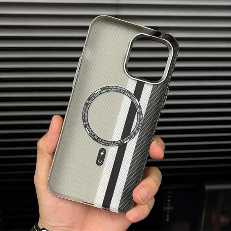 Carbon Fiber Magnetic Phone Case 16 Cover for iPhone 16 15 14 Pro Max Wireless Charge for MagSafe Shell Camera Ring Armor Funda