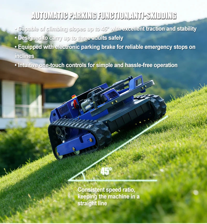 Customized remote-controlled self-propelled hillside lawn mower, robot lawn mower mountain weed removal flail-type lawn mower